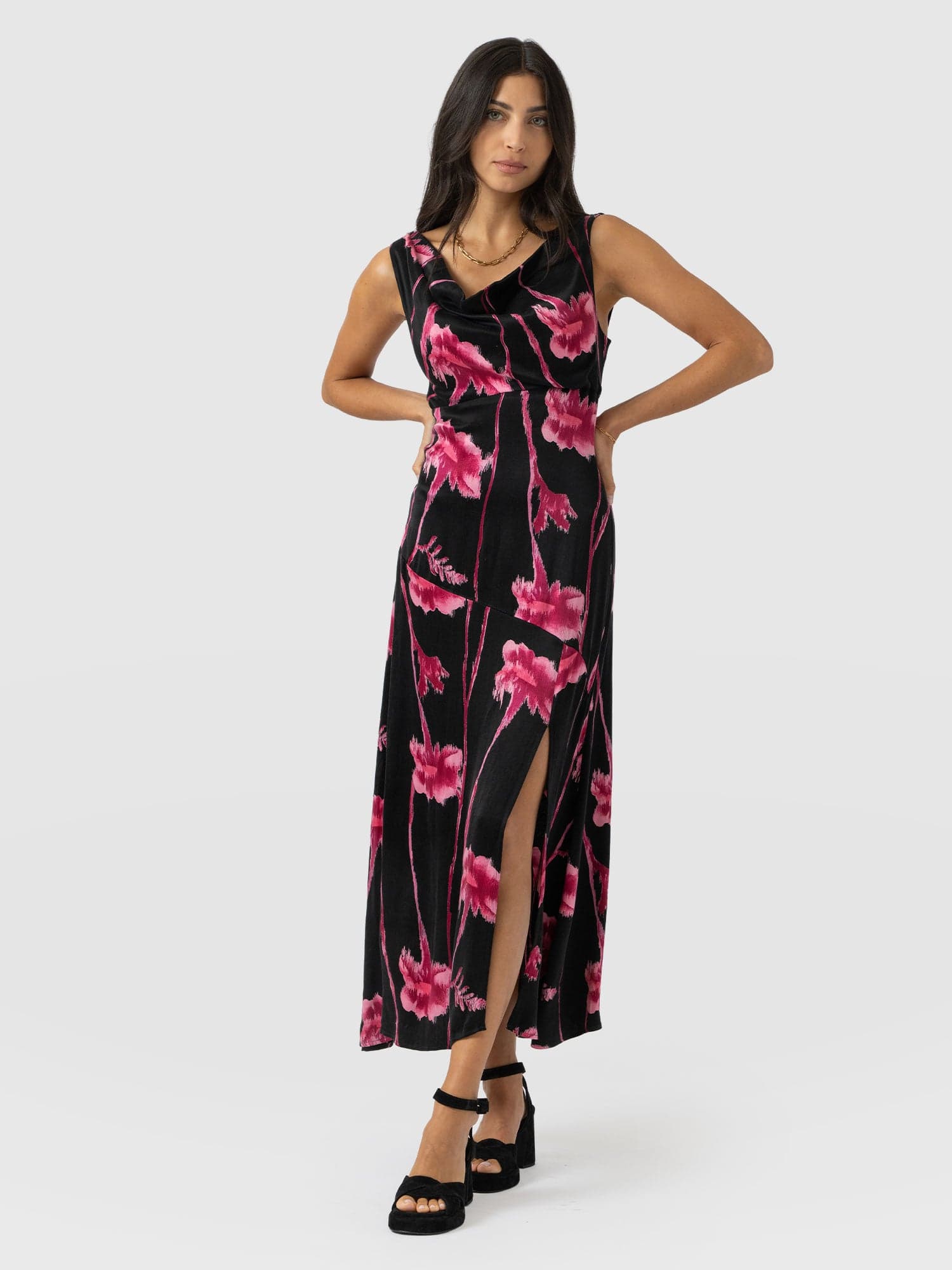 Alexis Dress - Pink Stem Floral